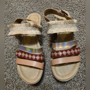 Blowfish Beige, Tan & Pink Mixed-Texture Flat Sandals